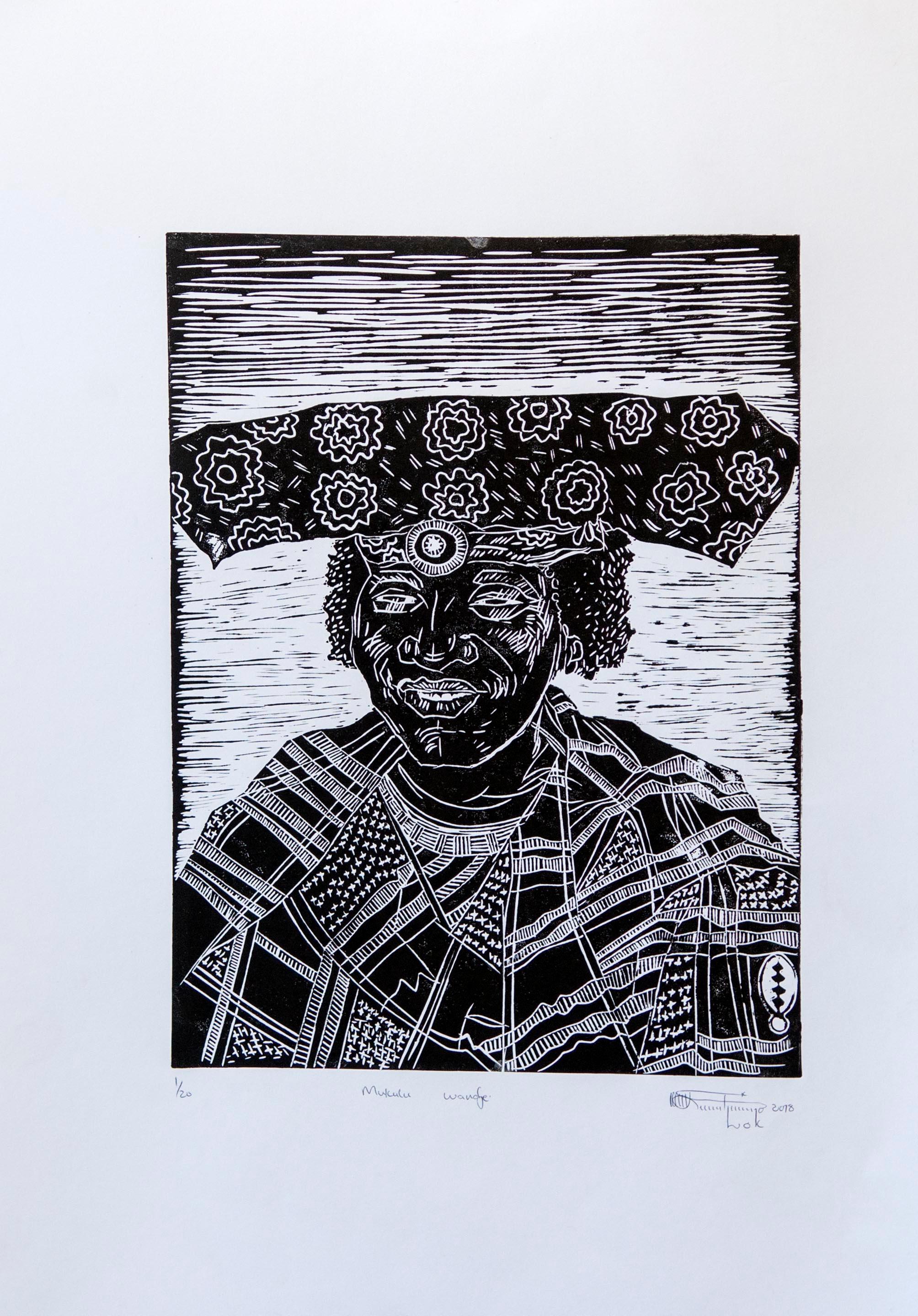Mukulu Wandje. Linoleum Block Print on Paper, 1/20