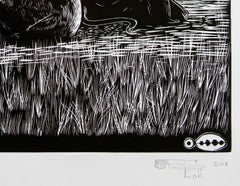 The Big Three. Linoleum Block Print on Paper by Lok Kandjengo