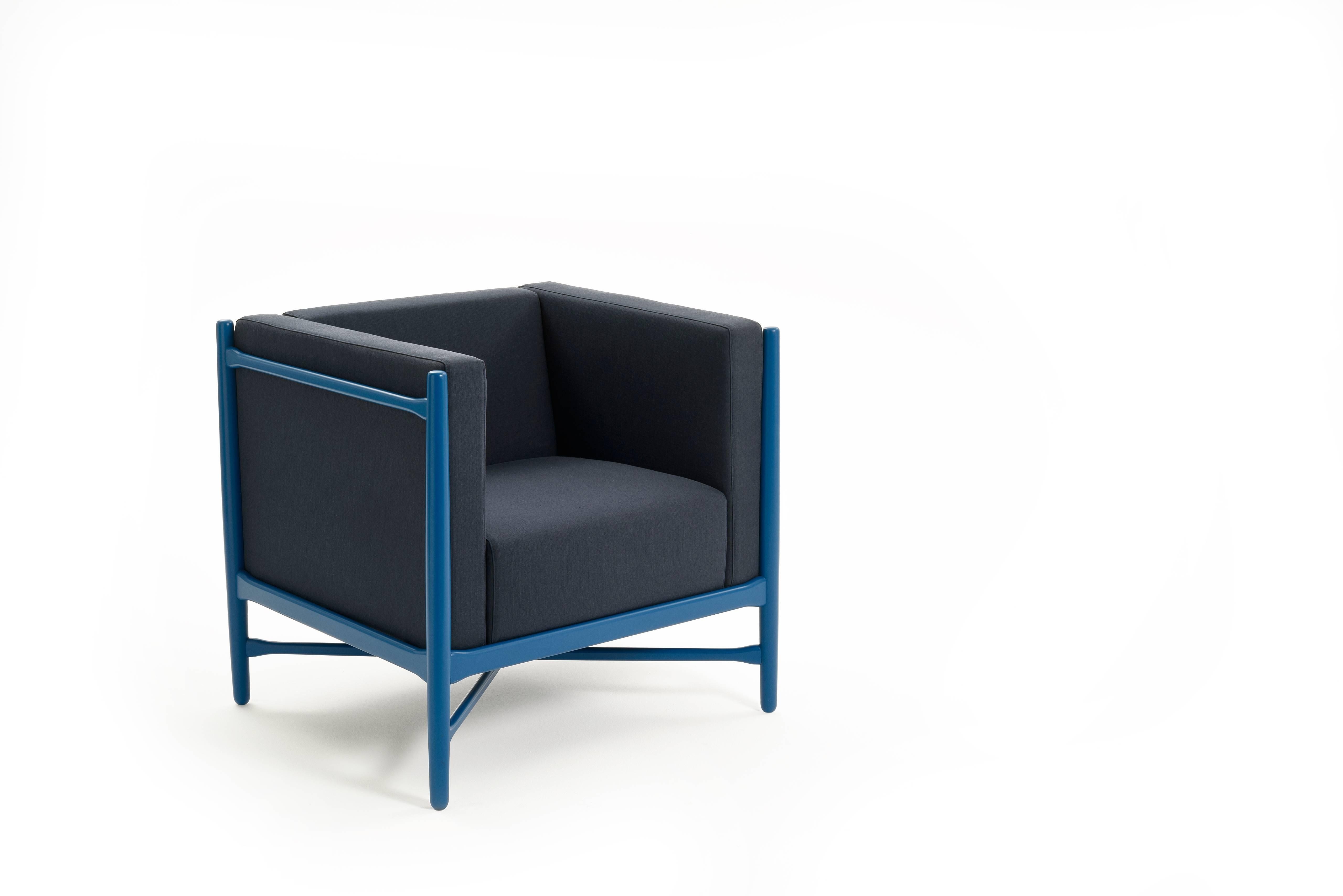 Italian Loka Armchair, Comfortable Design Upholstery Modern Style For Sale