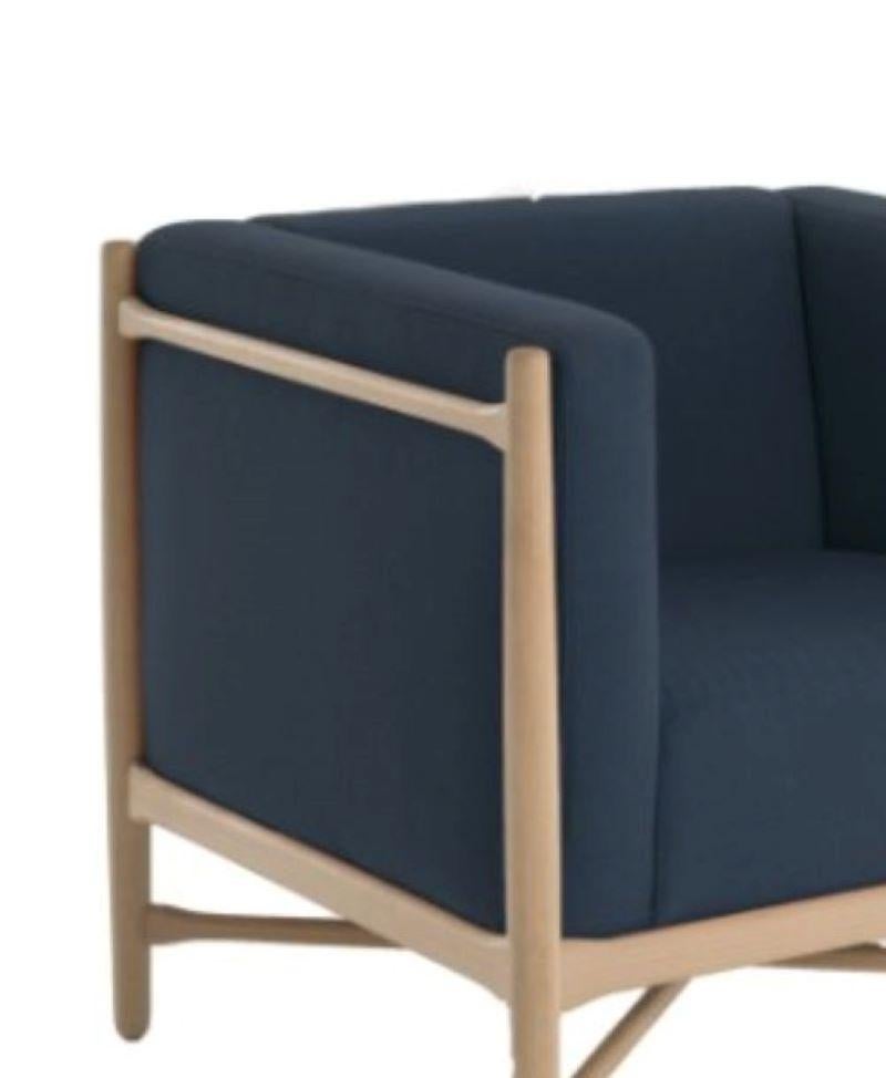 Modern Loka Lounge Armchair Angel Blue Natural Beech Wood by Colé Italia