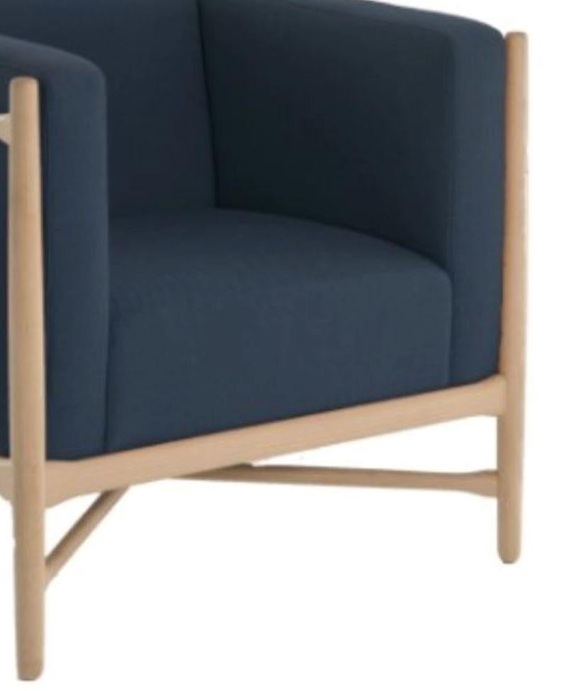 Italian Loka Lounge Armchair Angel Blue Natural Beech Wood by Colé Italia