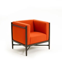 Loka Lounge Armchair Novum Sunset Orange Black Lacquered by Colé Italia