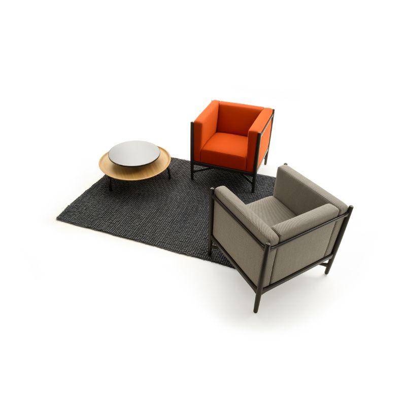 Modern Loka Lounge Armchair Novum Sunset Orange Black Lacquered by Colé Italia For Sale