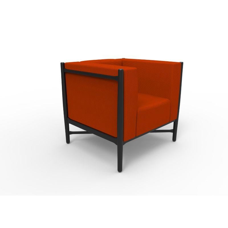 Italian Loka Lounge Armchair Novum Sunset Orange Black Lacquered by Colé Italia For Sale