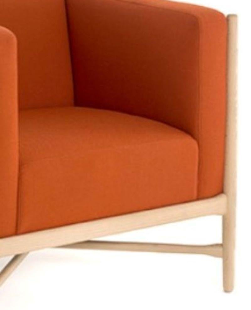 Modern Loka Lounge Armchair Novum Sunset Orange Natural Beech Wood by Colé Italia For Sale