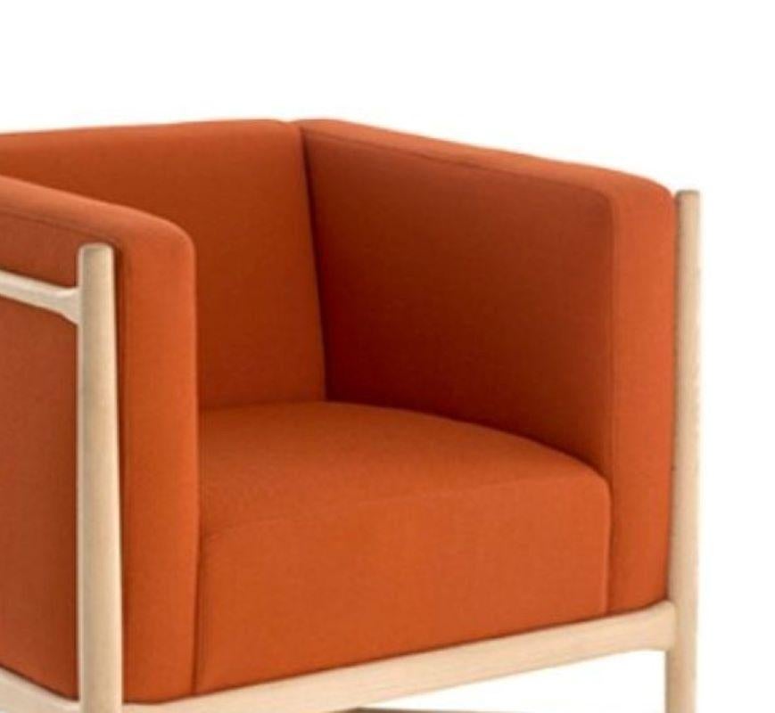 Italian Loka Lounge Armchair Novum Sunset Orange Natural Beech Wood by Colé Italia For Sale