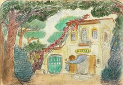 Lola Anglada “Hostal” – Disegno a colori spagnolo e tecnica mista su carta