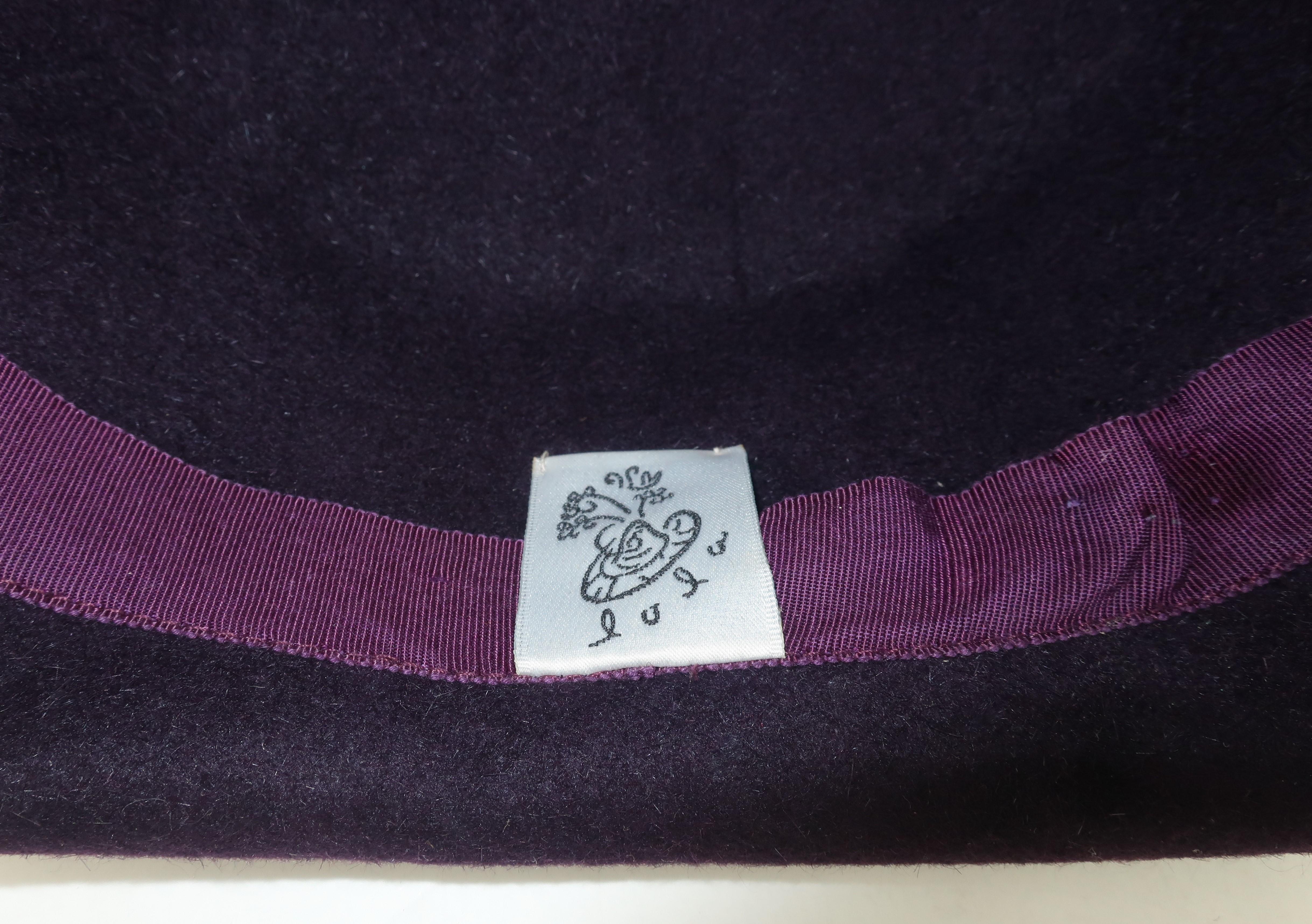 Lola Aubergine Trilby Hat With Feathers C.2000 1