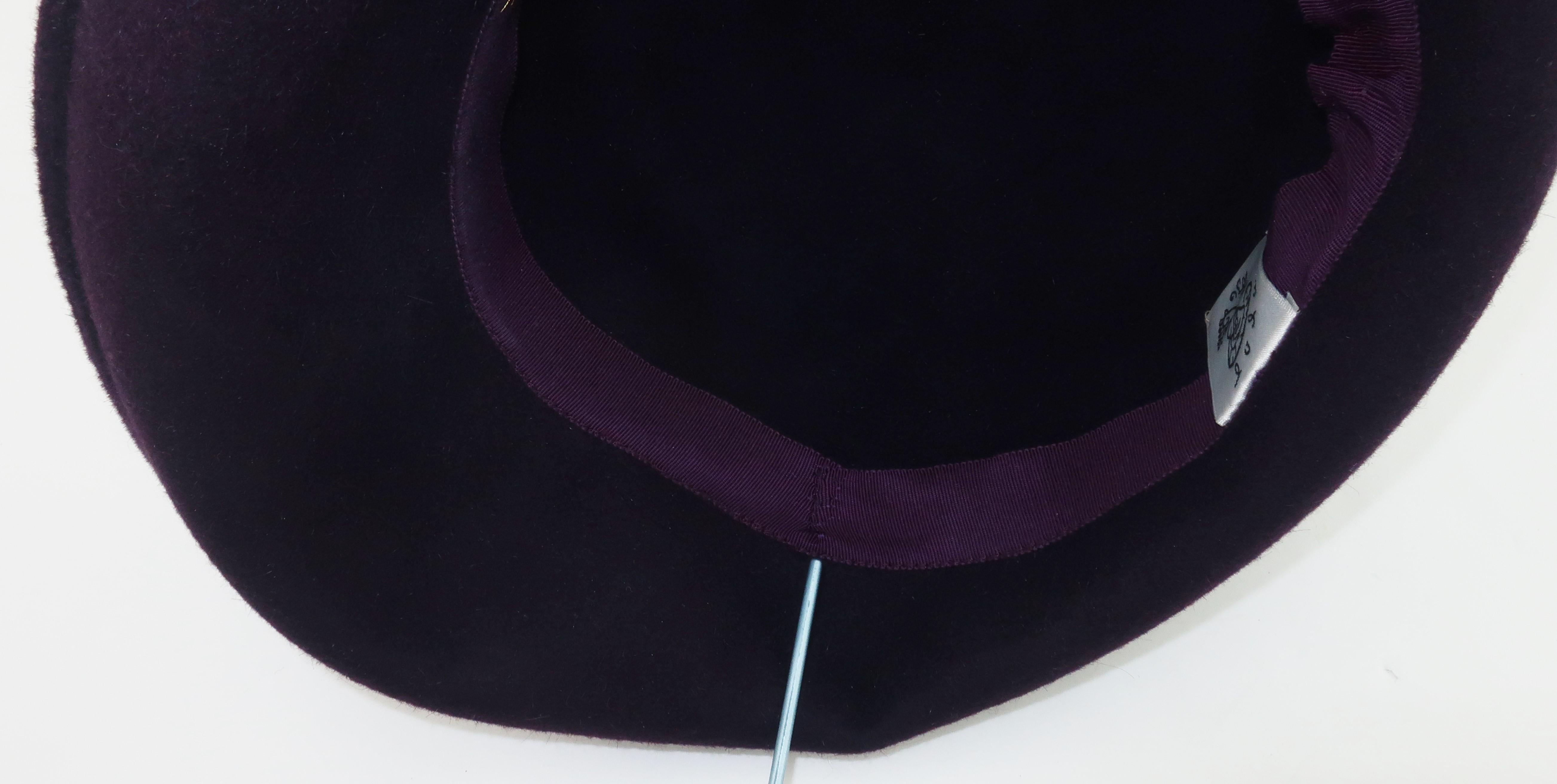 Lola Aubergine Trilby Hat With Feathers C.2000 2
