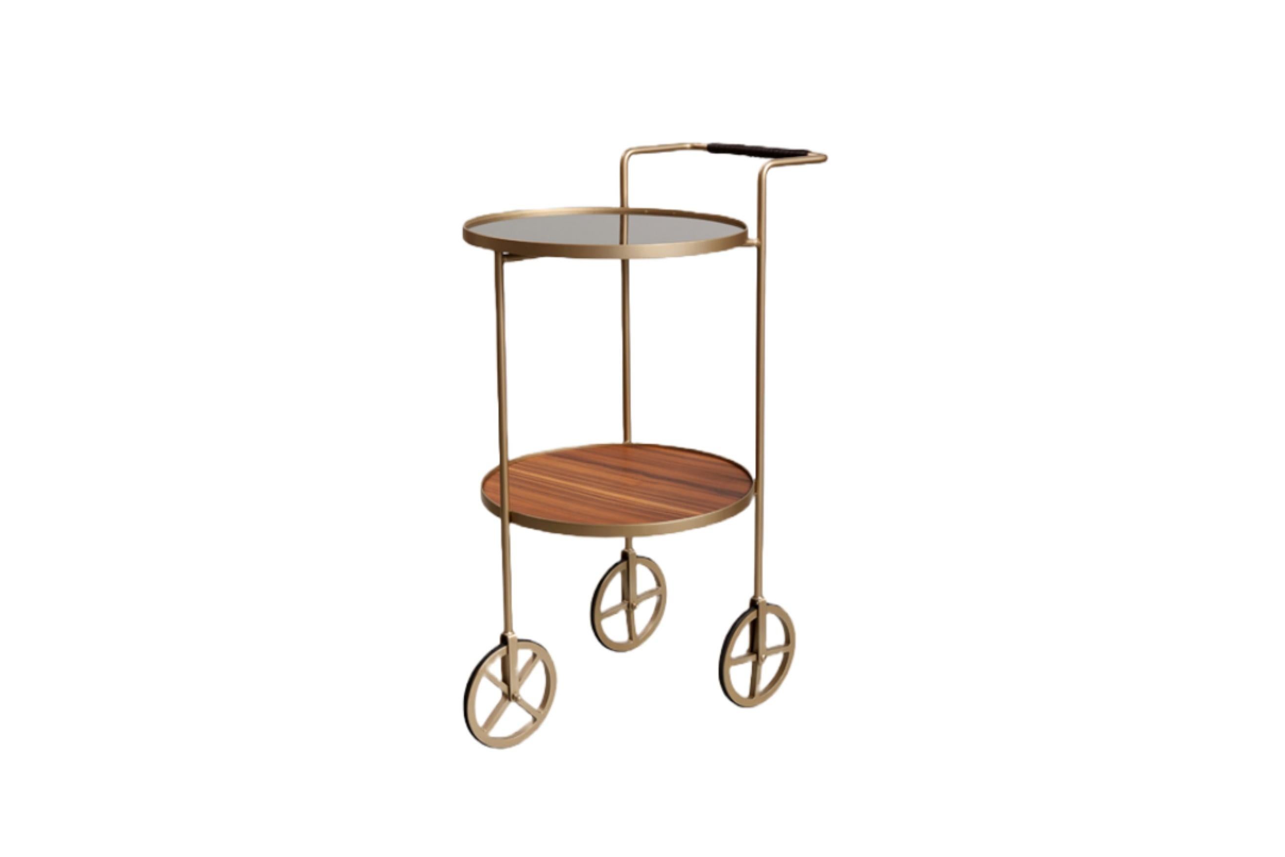 True to her enthusiasm for the Modernist Movement Alessandra Delgado was inspired by Jorge Zalszupin timeless architectonic view to create the bar cart 