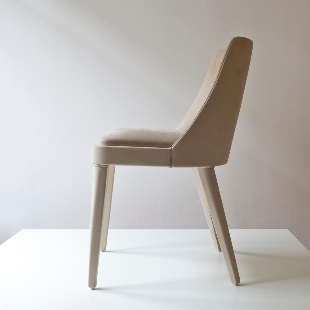 Postmoderne Lola Beige Upholstery And Beeche Wood Chair Without Armrests by Casa Casati en vente