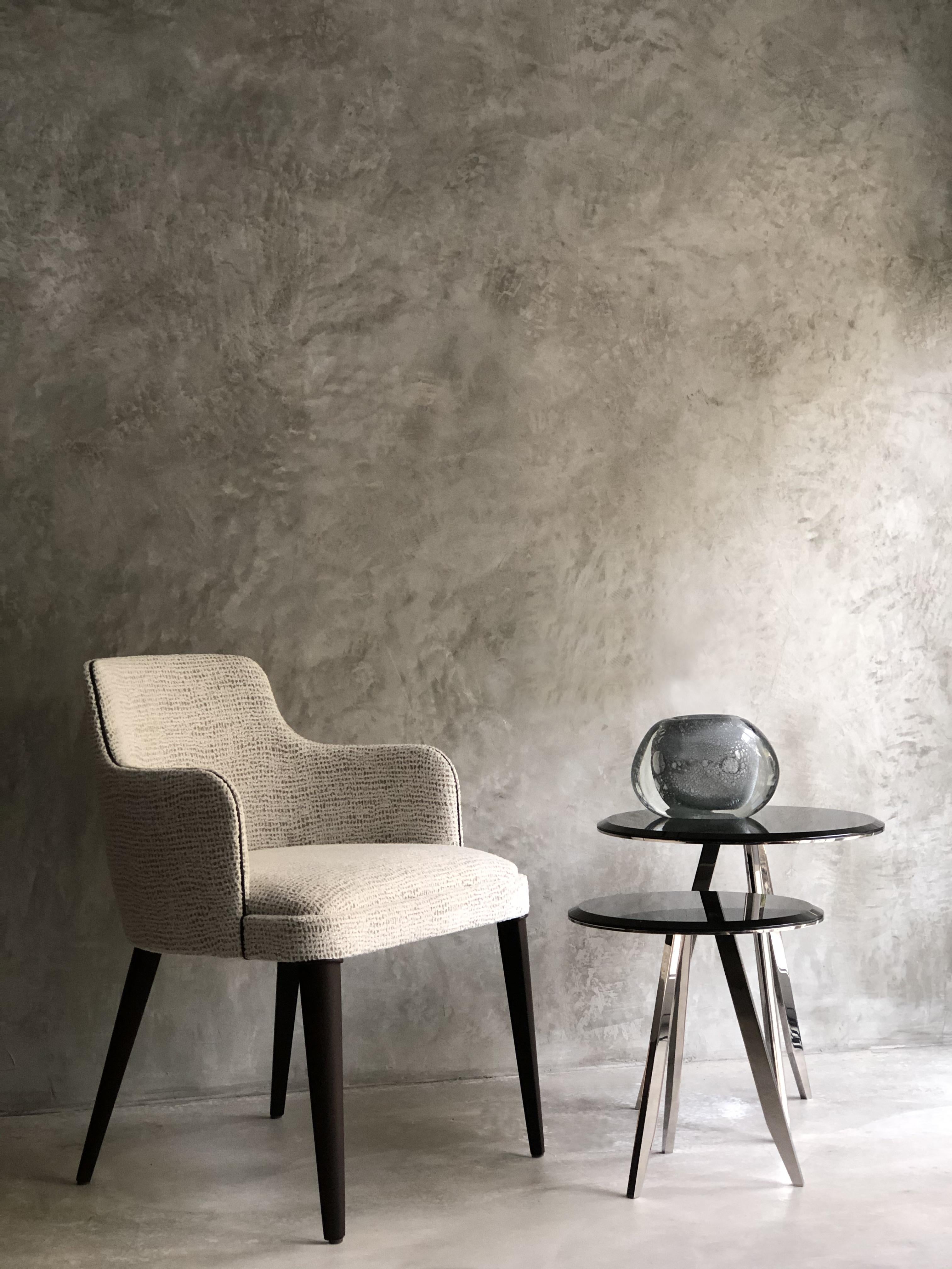 Silla Tapizada Marrón Oscuro 80 Y Madera De Haya Con Reposabrazos by Casa Casati en venta 2