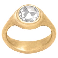 Lola Brooks Bague en or jaune de 1::51 ct de diamants blancs ronds taillés en rose:: unique en son genre