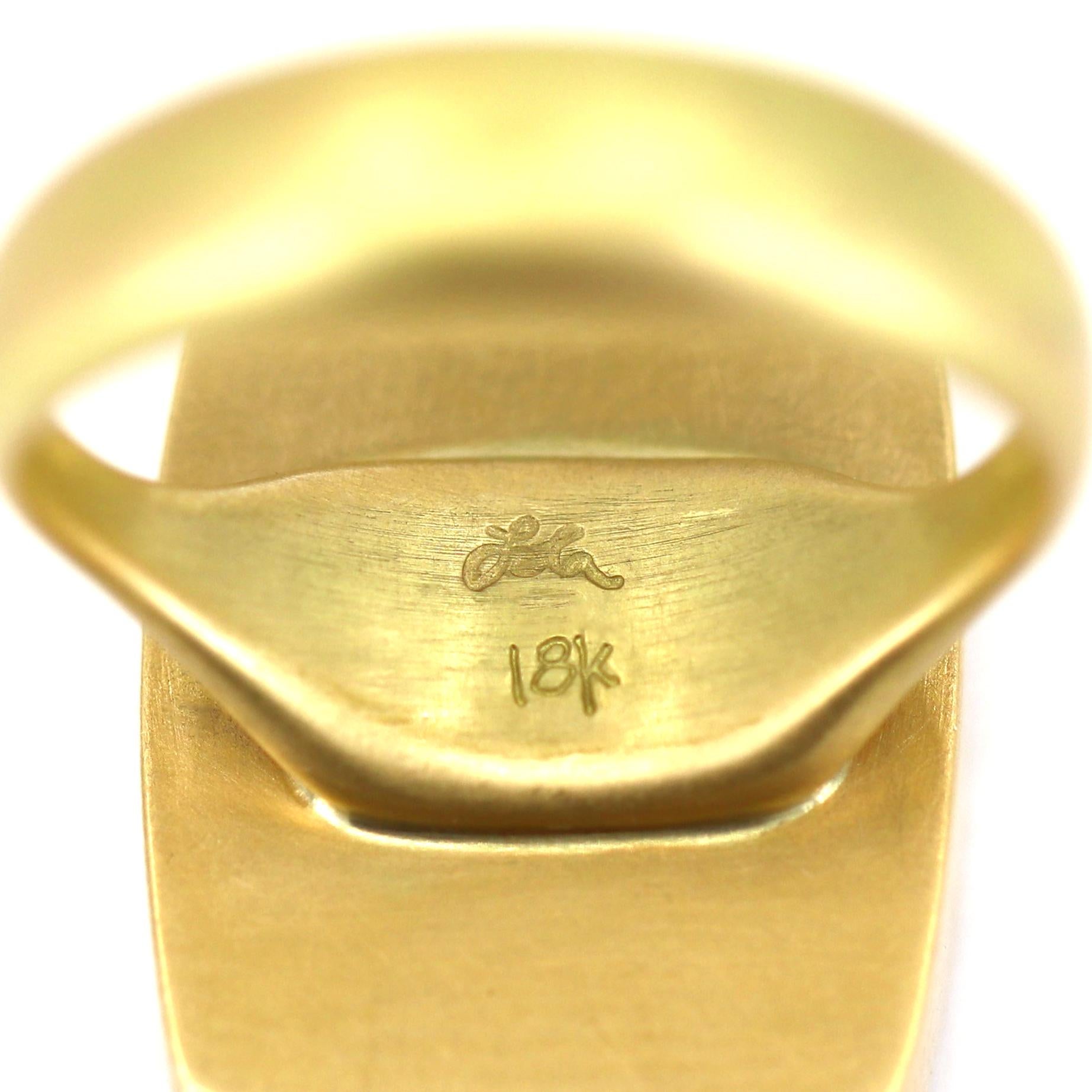 Contemporary 17.11 ct Pyrite in Rock Crystal Colorless Quartz Yellow Gold Ring, Lola Brooks