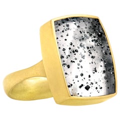 Lola Brooks 17.11 Carat Pyrite in Quartz Yellow Gold One of a Kind Ring