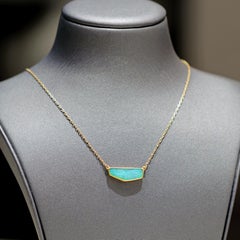 Lola Brooks Blue Green Boulder Opal Yellow Gold One of a Kind Necklace