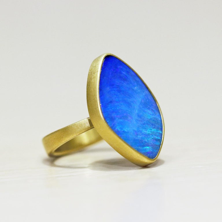 Lola Brooks Brilliant Blue Australian Opal One of a Kind 22 Karat Gold ...
