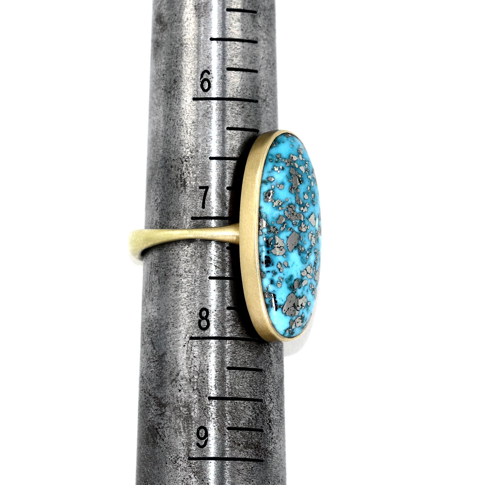 Artist Lola Brooks Exceptional 16.81ct Metallic Pyrite in Turquoise One of a Kind Ring