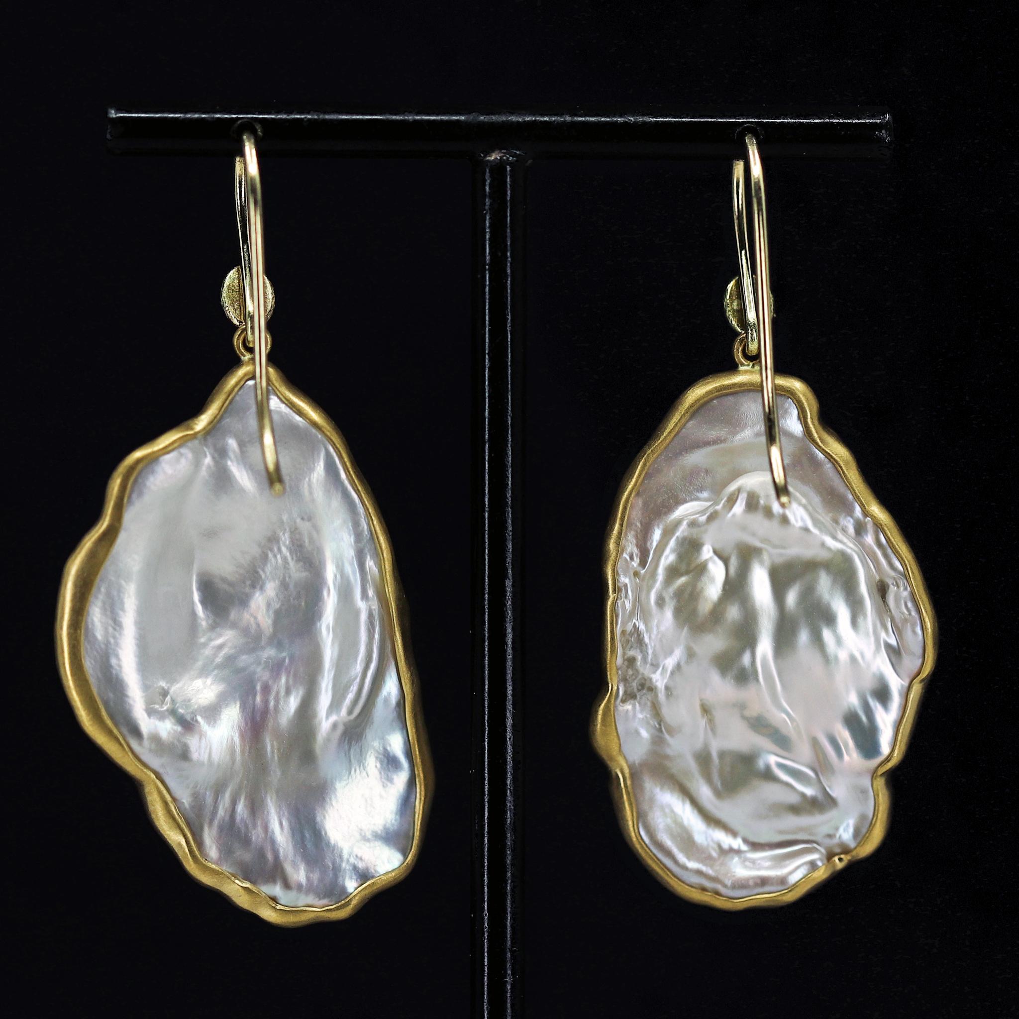 Uncut Lola Brooks Iridescent Freshwater Cornflake Pearl Dangle Drop Earrings