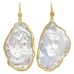 Lola Brooks Iridescent Freshwater Cornflake Pearl Dangle Drop Earrings