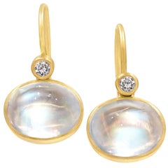 Lola Brooks Phenomenal Rainbow Moonstone White Diamond Dangle Drop Earrings