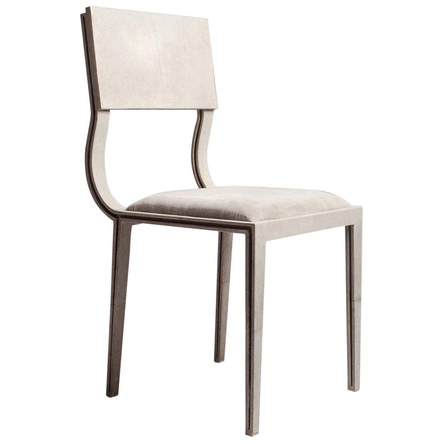 Contemporary Lola Chair in Coal Black Shagreen with Upholstered Seat by R&Y Augousti For Sale