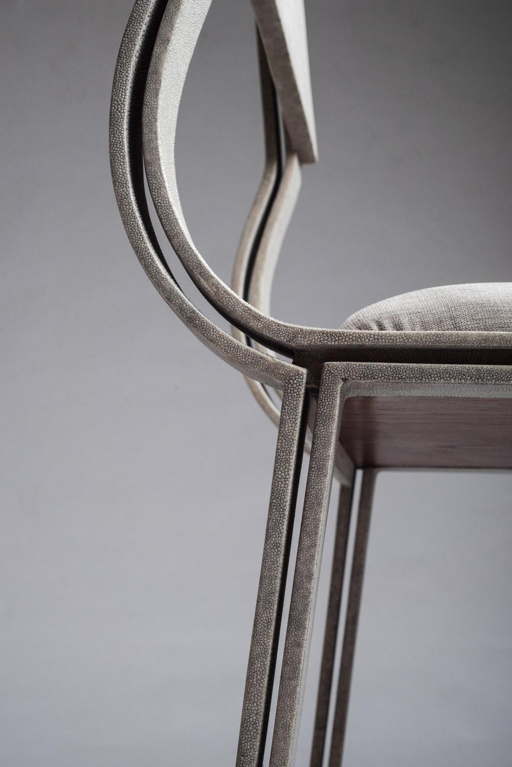 Lola Chair in Cream Shagreen with Cream Upholstered Seat by R&Y Augousti In New Condition For Sale In New York, NY