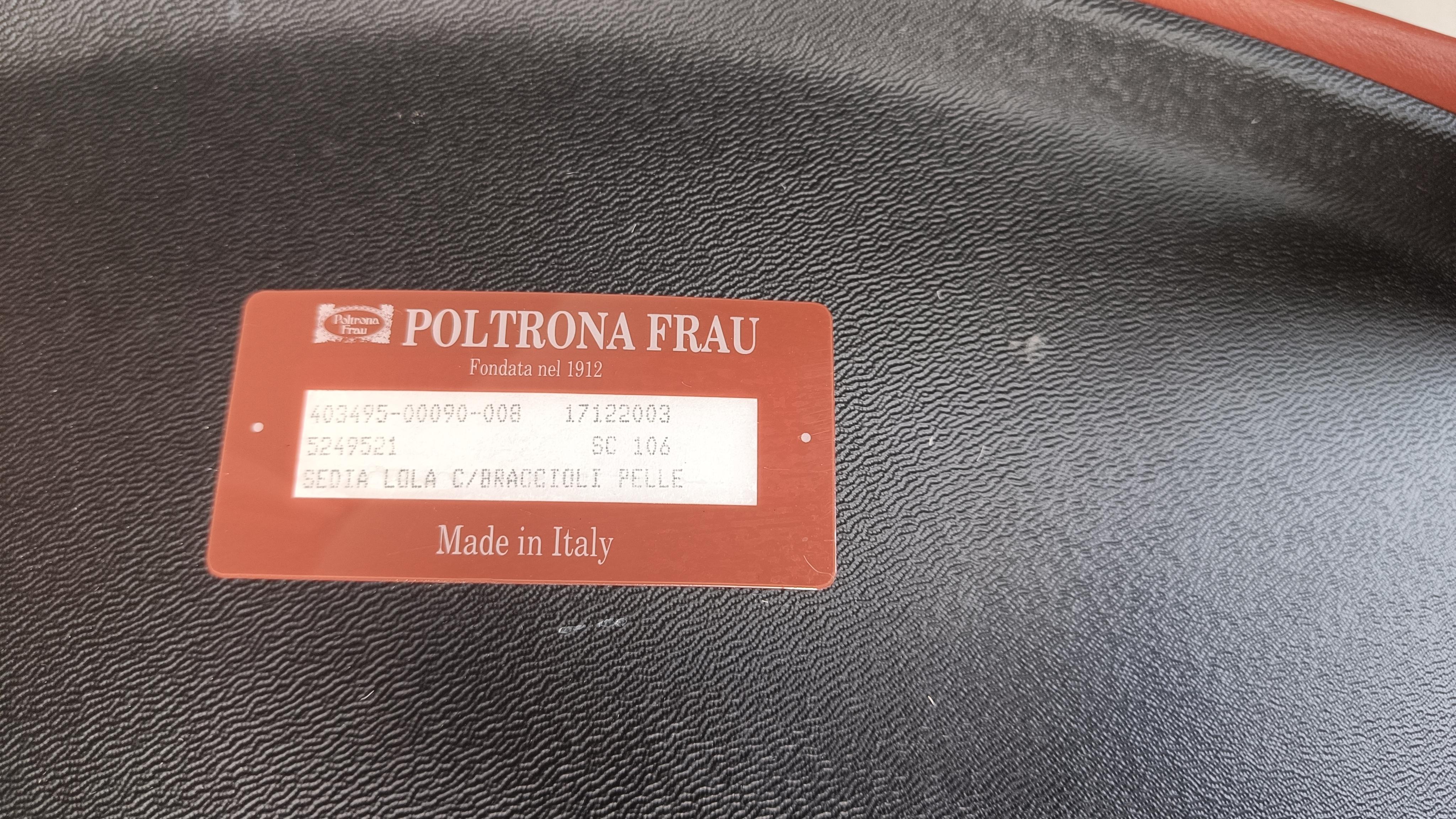 
Timeless design Lola chairs by Pierluigi Cerri for Poltrona Frau

The structure in S-RIM (structurally reactive polyurethane) composite is upholstered in Frau natural leather in red colour.

Rare model with armrests

2000s - Italy

Good
