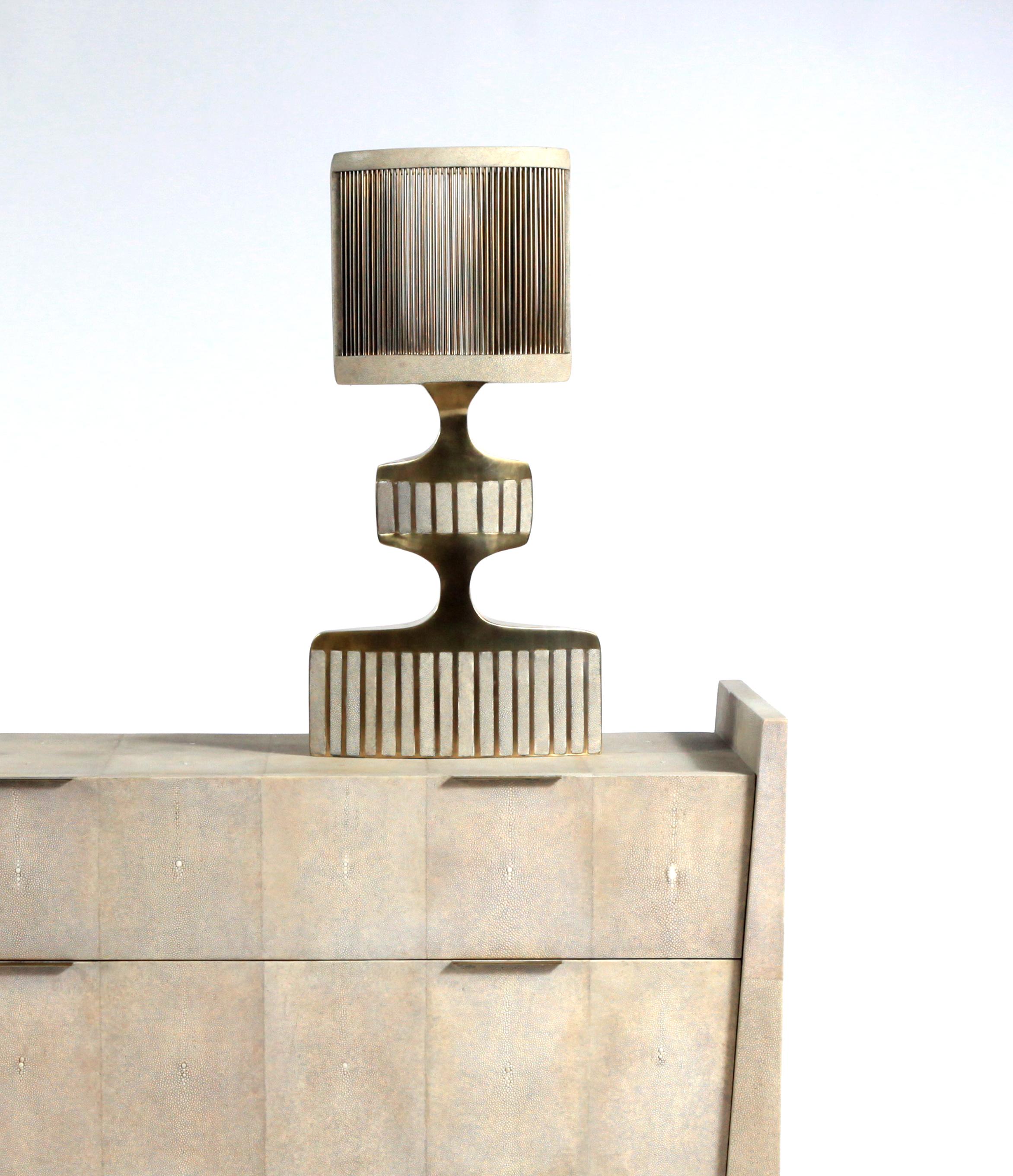 Lola Chest of Drawers in Shagreen and Bronze-Patina Brass by R&Y Augousti For Sale 3