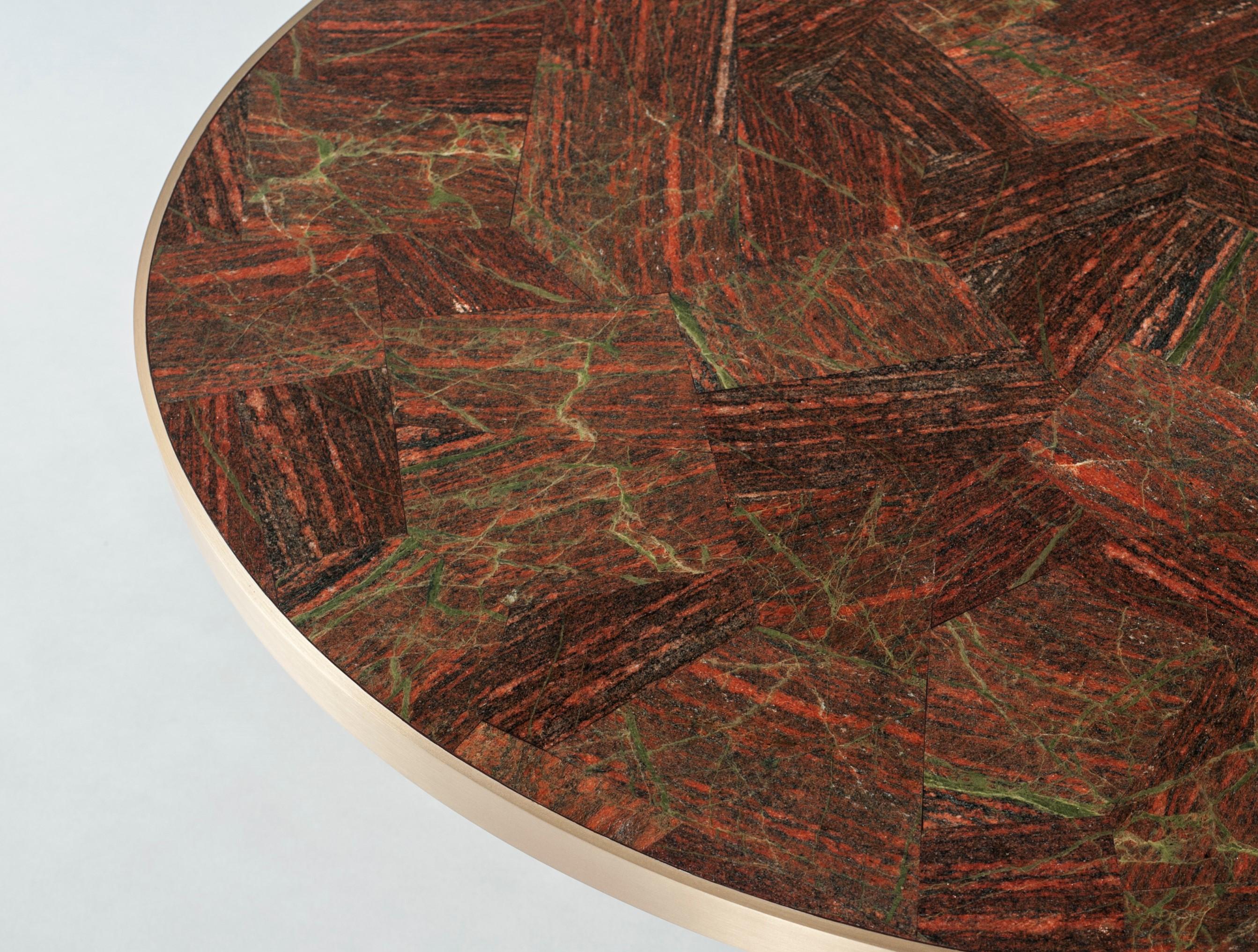 Moulage Table basse Lola de DeMuro Das en Unakite et laiton en vente