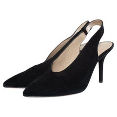 Lola Cruz, black suede slingback heels