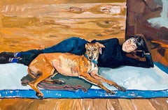 ABSTRACT Cuerpo Figurativo Perro Mujer Lola Erhart Artista Argentina Pintura al Óleo