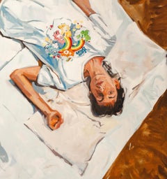 Lola Erhart Woman Resting on Bed — Contemporary Figurative Oil Painting Vivid