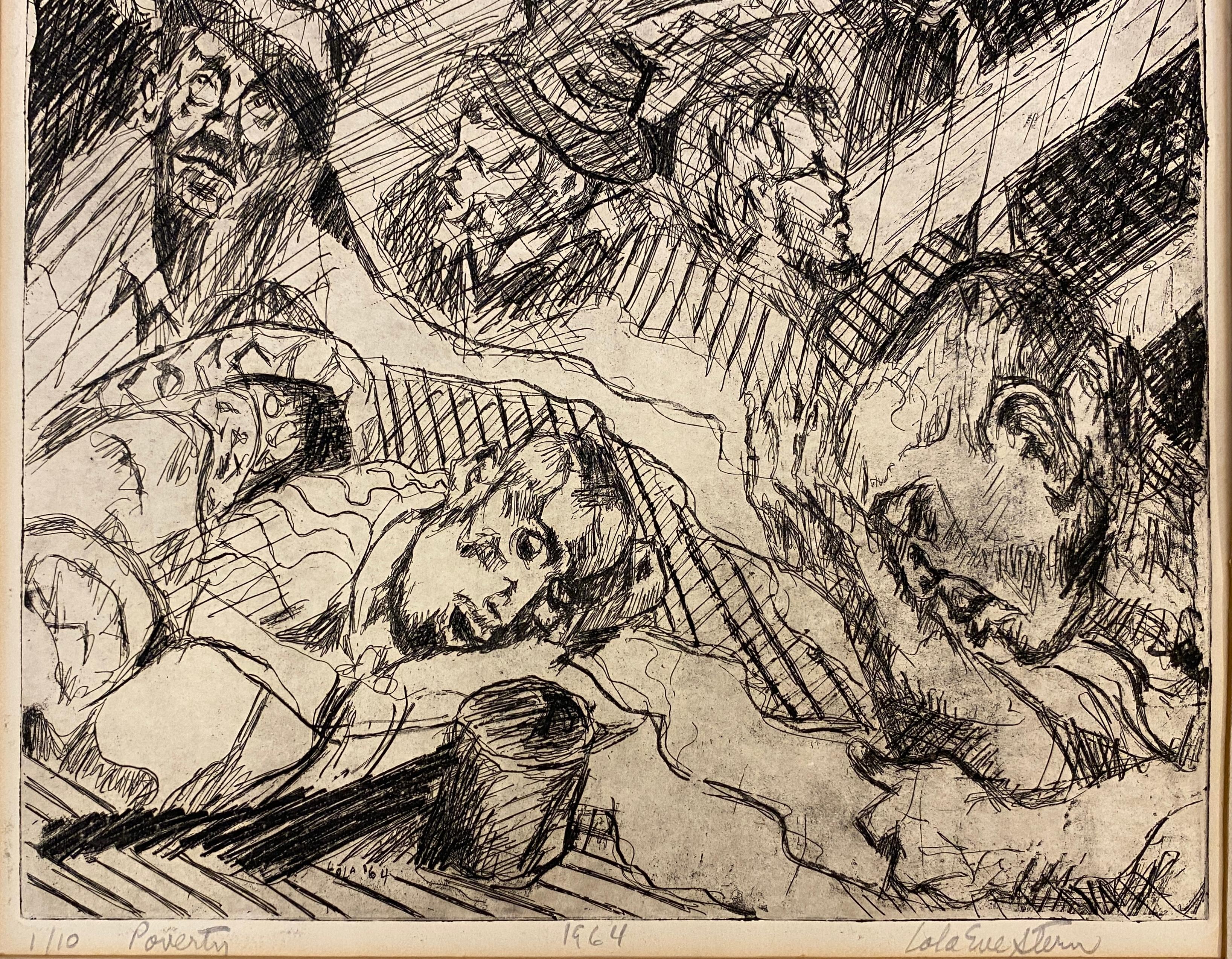 Gilt Lola Eve Stern Contemporary Black and White Lithograph Titled 