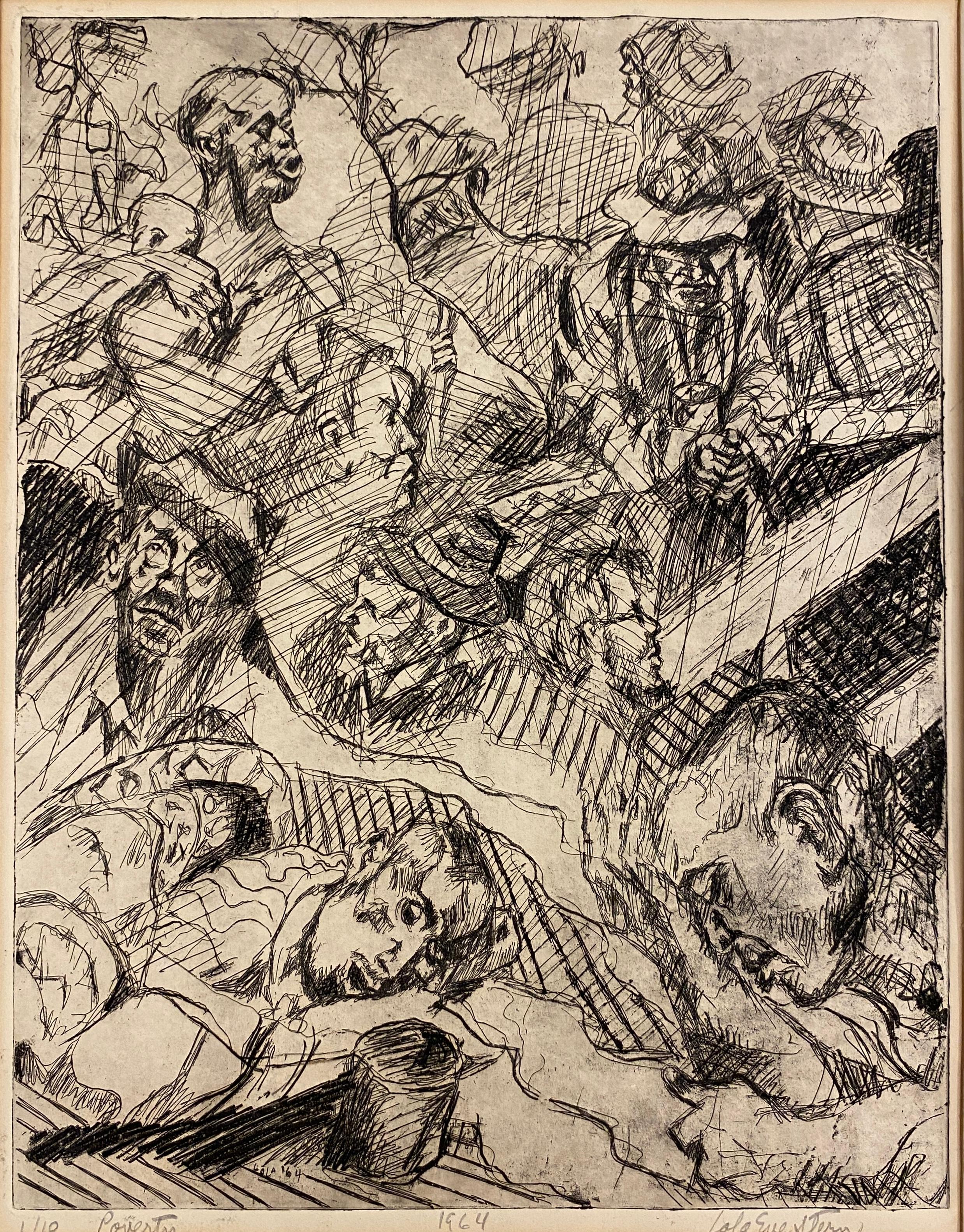 Lola Eve Stern Contemporary Black and White Lithograph Titled 