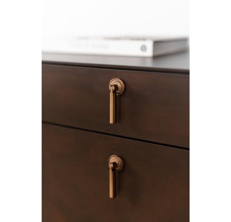This Lola Nightstand is Custom Made in Los Angeles. The industrial steel is cut to size, patinated, and welded. Sophisticated drop pull hardware completes the clean and modern nightstand.
INDUSTRIAL STEEL + BIRCH INTERIOR
PATINA + POLY