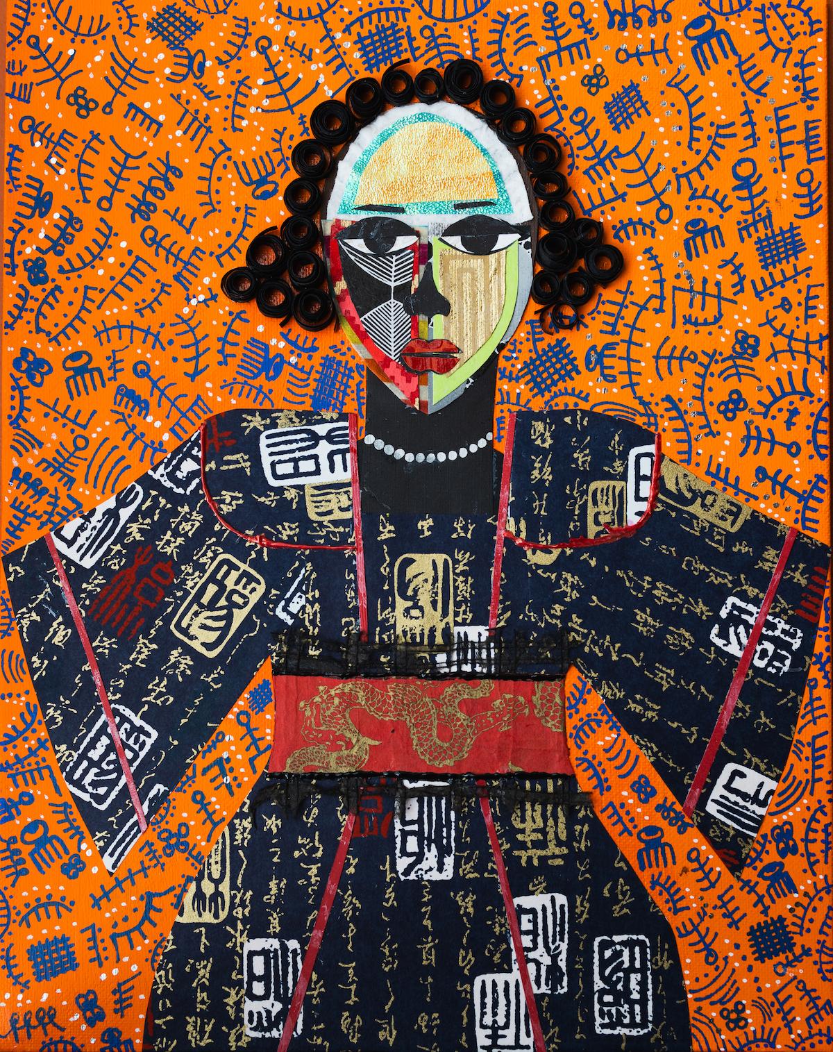 AfroGeisha - Mixed Media Art by Lola Okunola