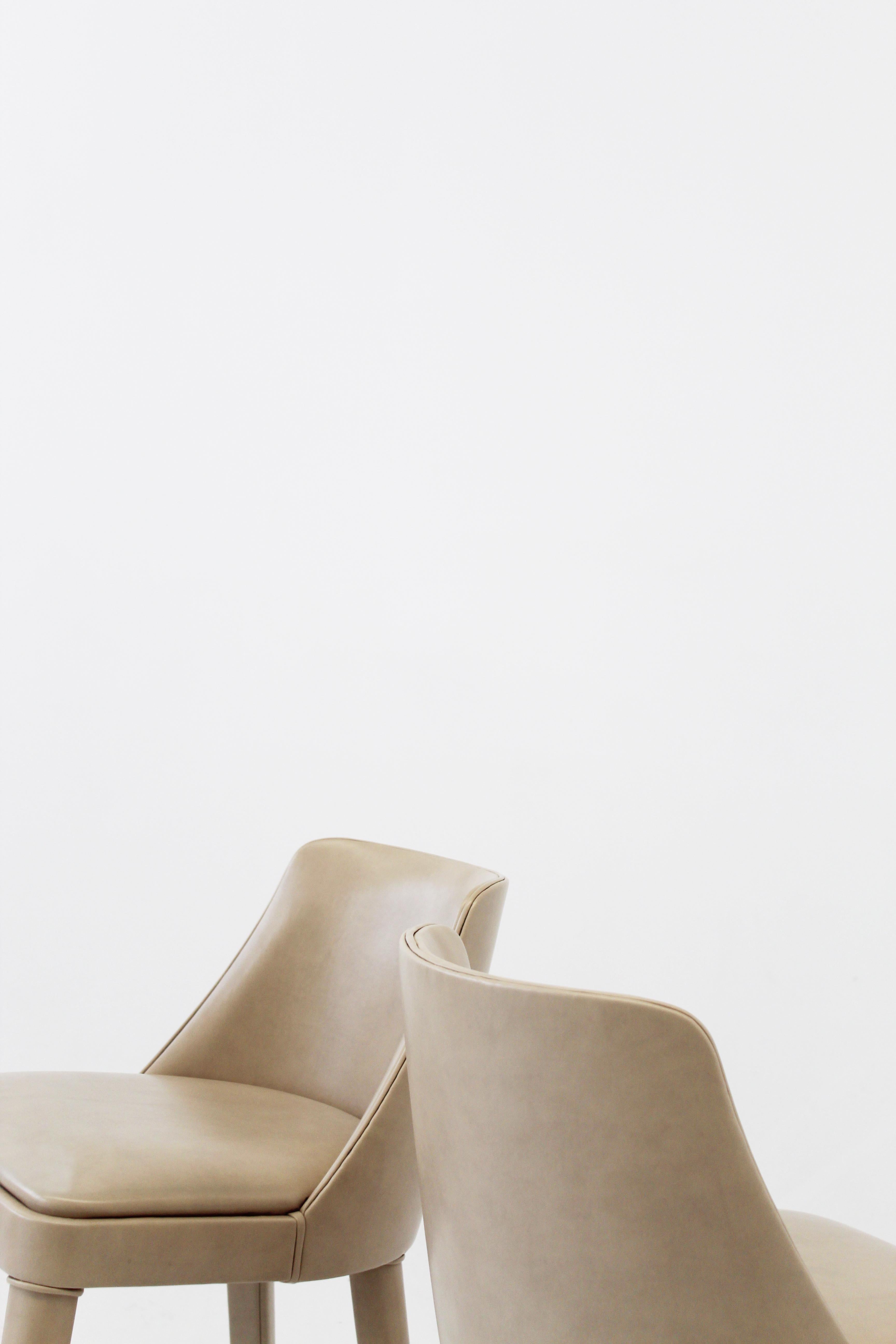 Postmoderno Nude Color Ecoleather Beech Wood Chair High Stool by Casa Casati in vendita