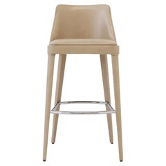 Nude Color Ecoleather Beech Wood Chair High Stool by Casa Casati