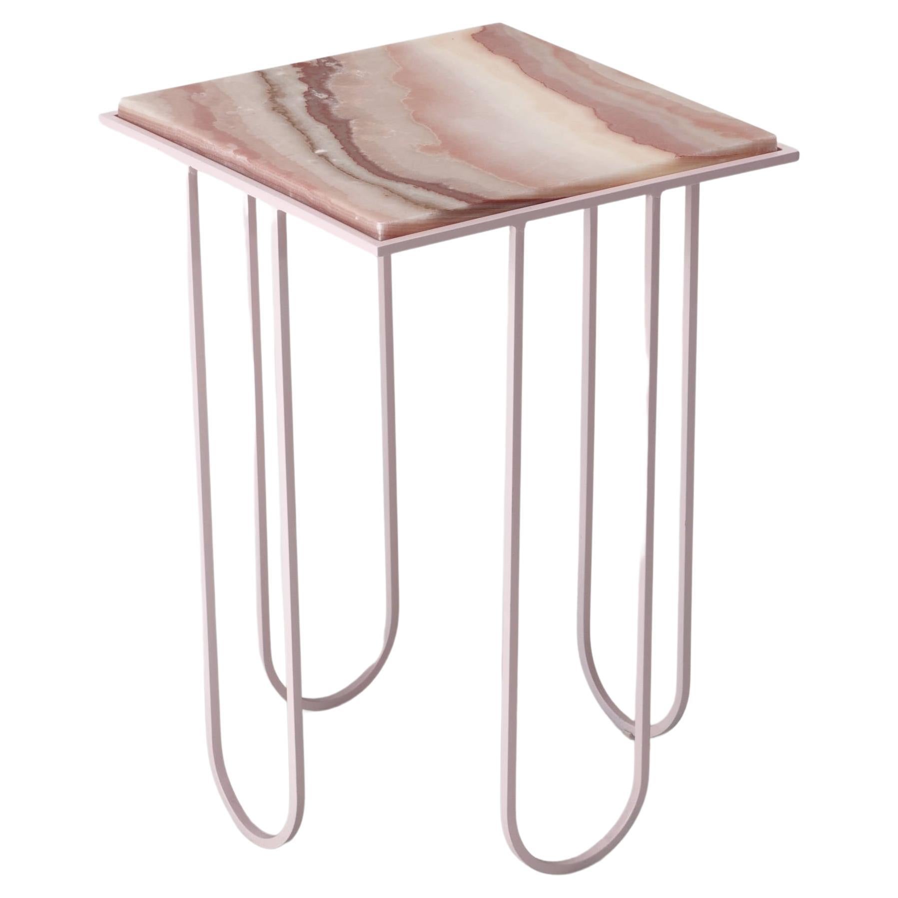 Lola - Pink Onyx Side Table by DFdesignlab Handmade in Italy
