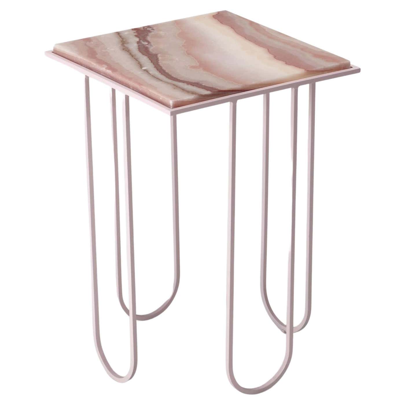 Lola - Pink Onyx Side Table by DFdesignlab Handmade in Italy For Sale ...