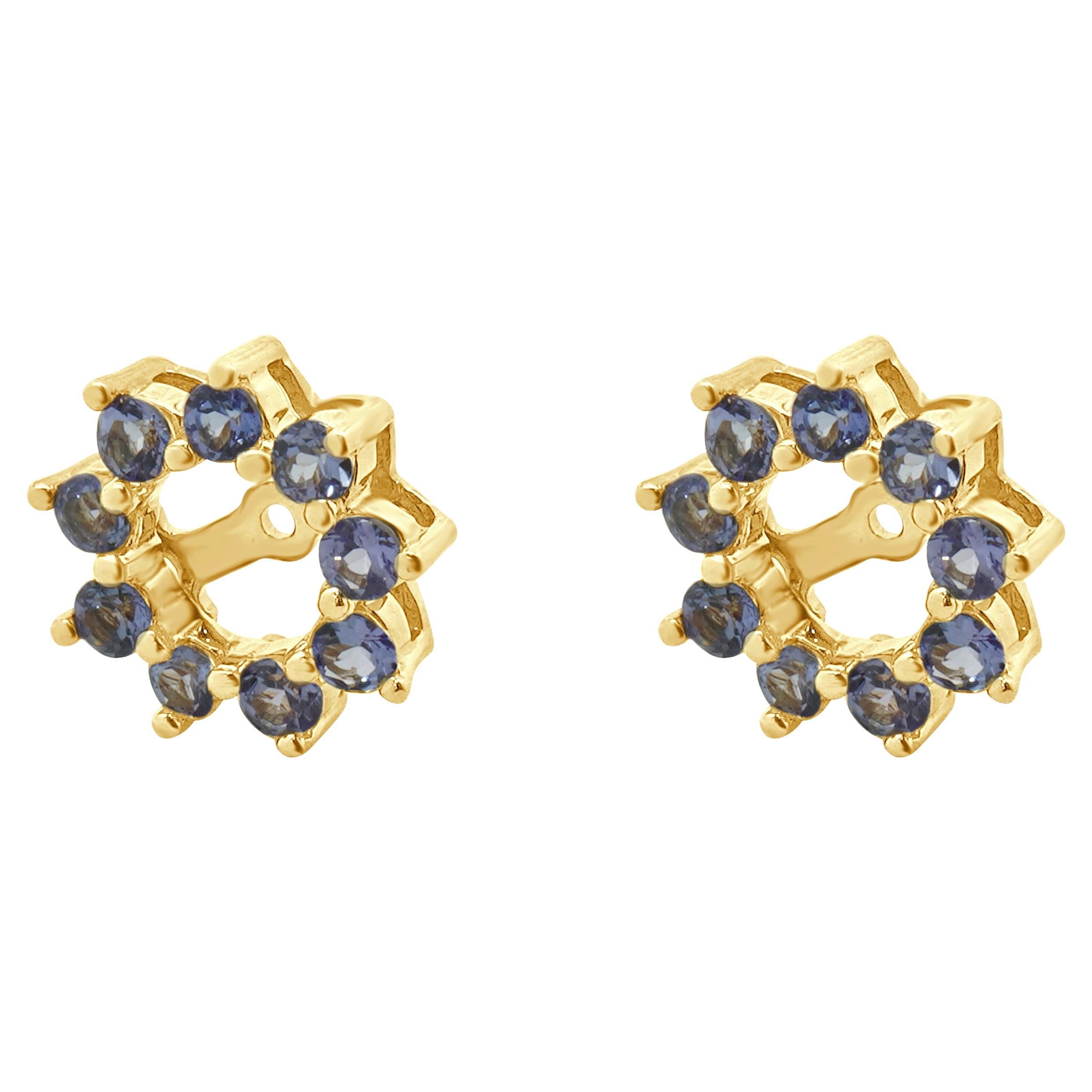 Lola Rose 14 Karat Yellow Gold Tanzanite Flower Earring Jackets in vendita