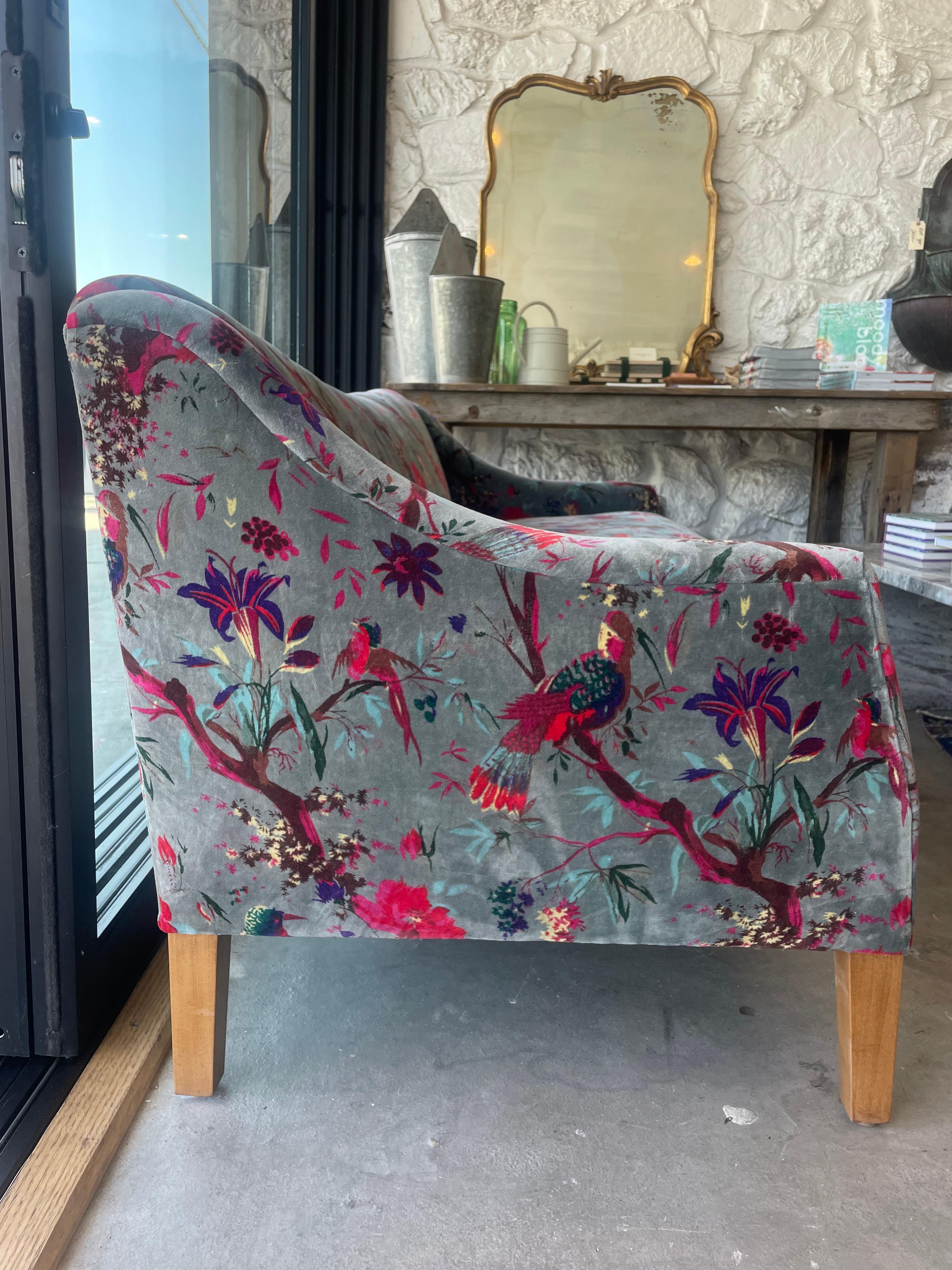 velvet floral couch