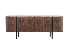 Lola Sideboard, American Walnut Veneer Structure, Lacquered Solid Wood Feet
