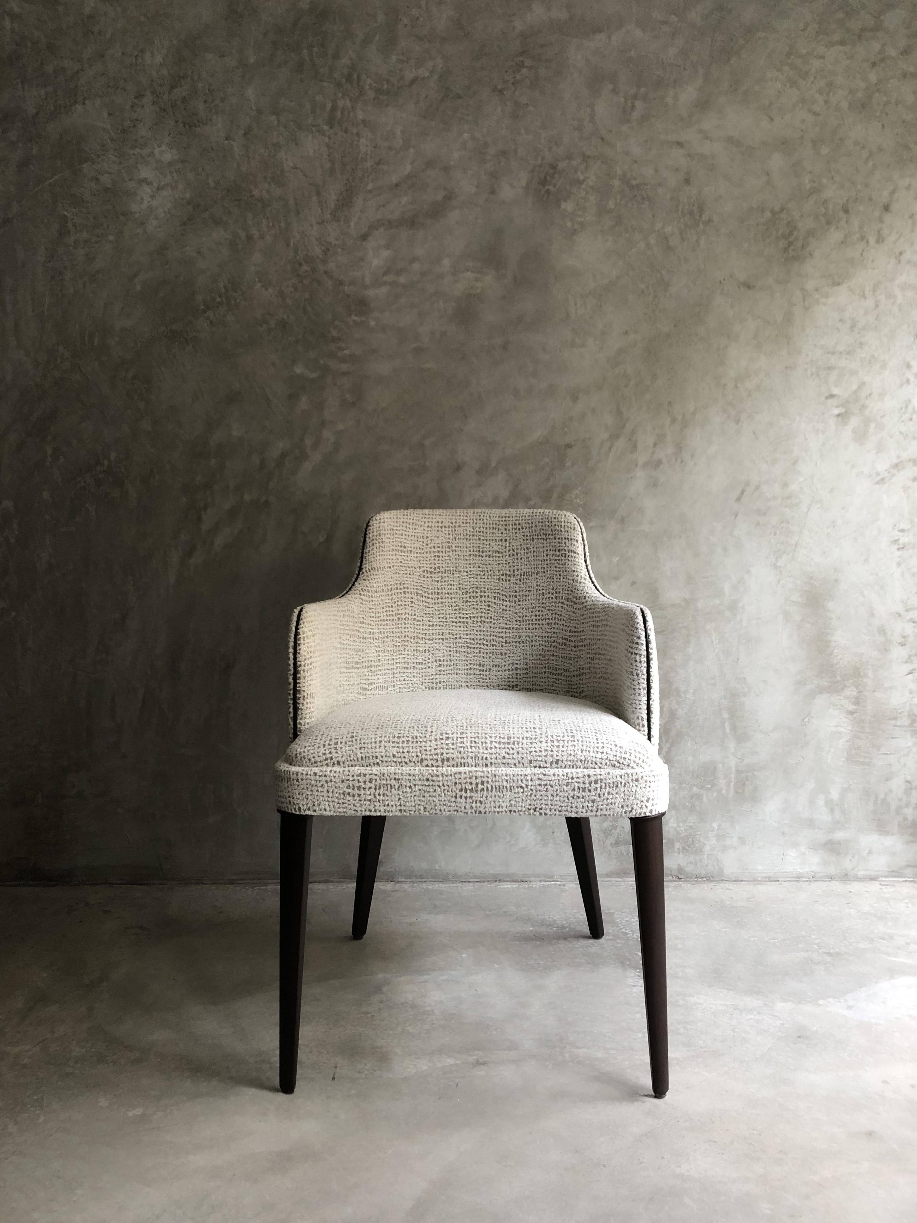 Modern Lola, the Comfortable Padded Armchair with Wood Legs For Sale