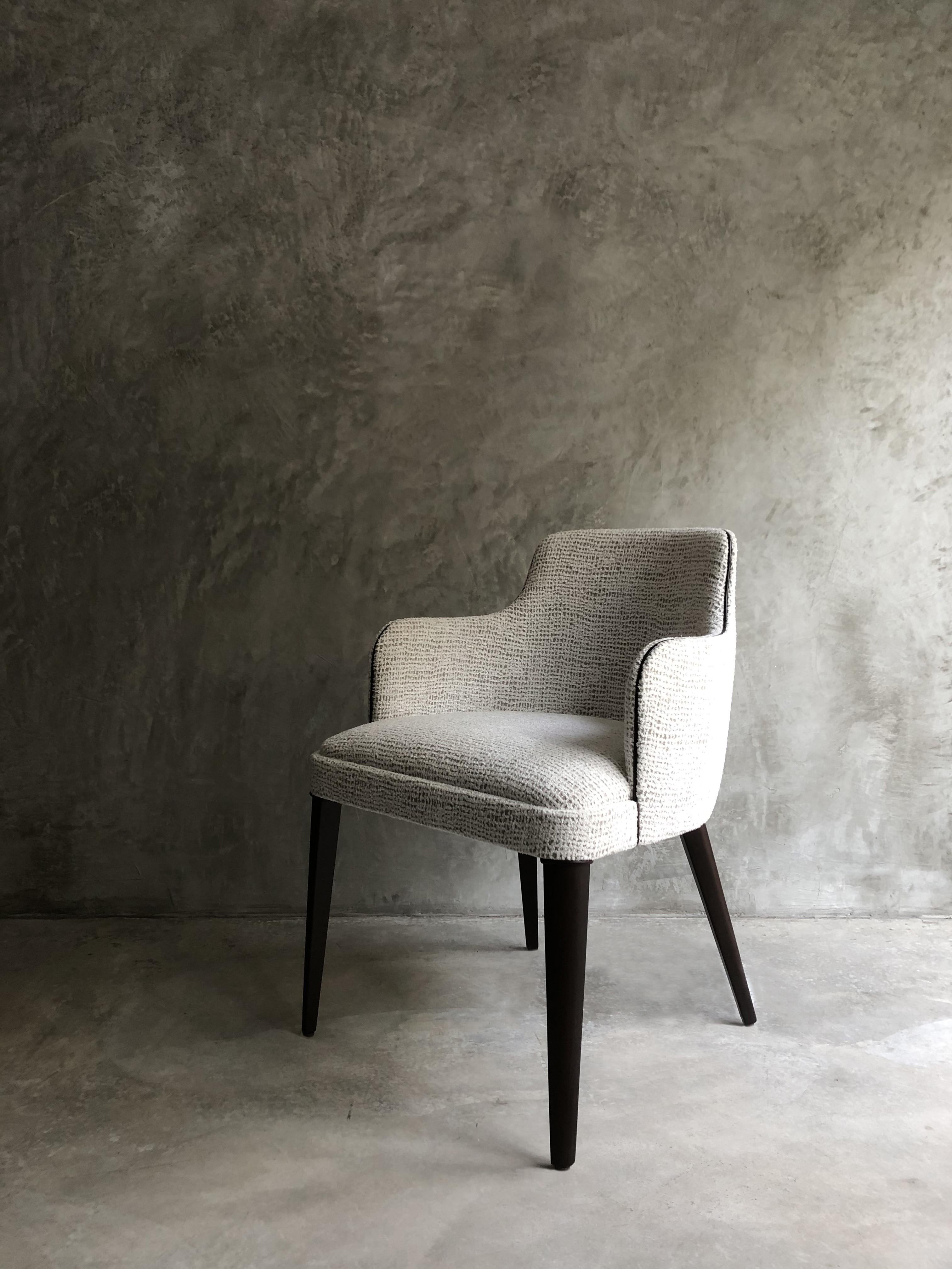 Modern Lola, the Comfortable Padded Armchair with Wood Legs For Sale