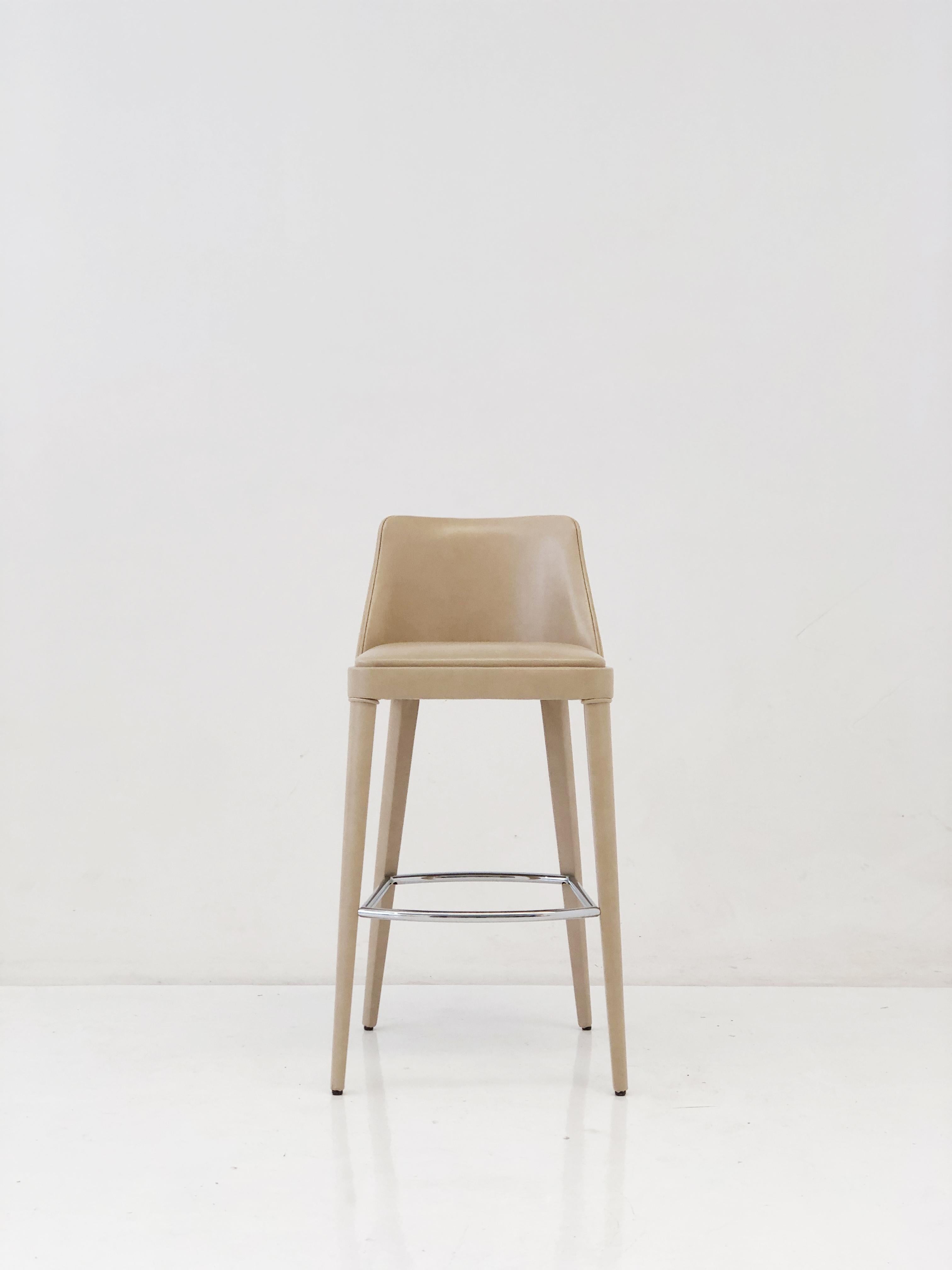 Contemporary Lola, the Super Comfortable Stool in leather h.80 For Sale