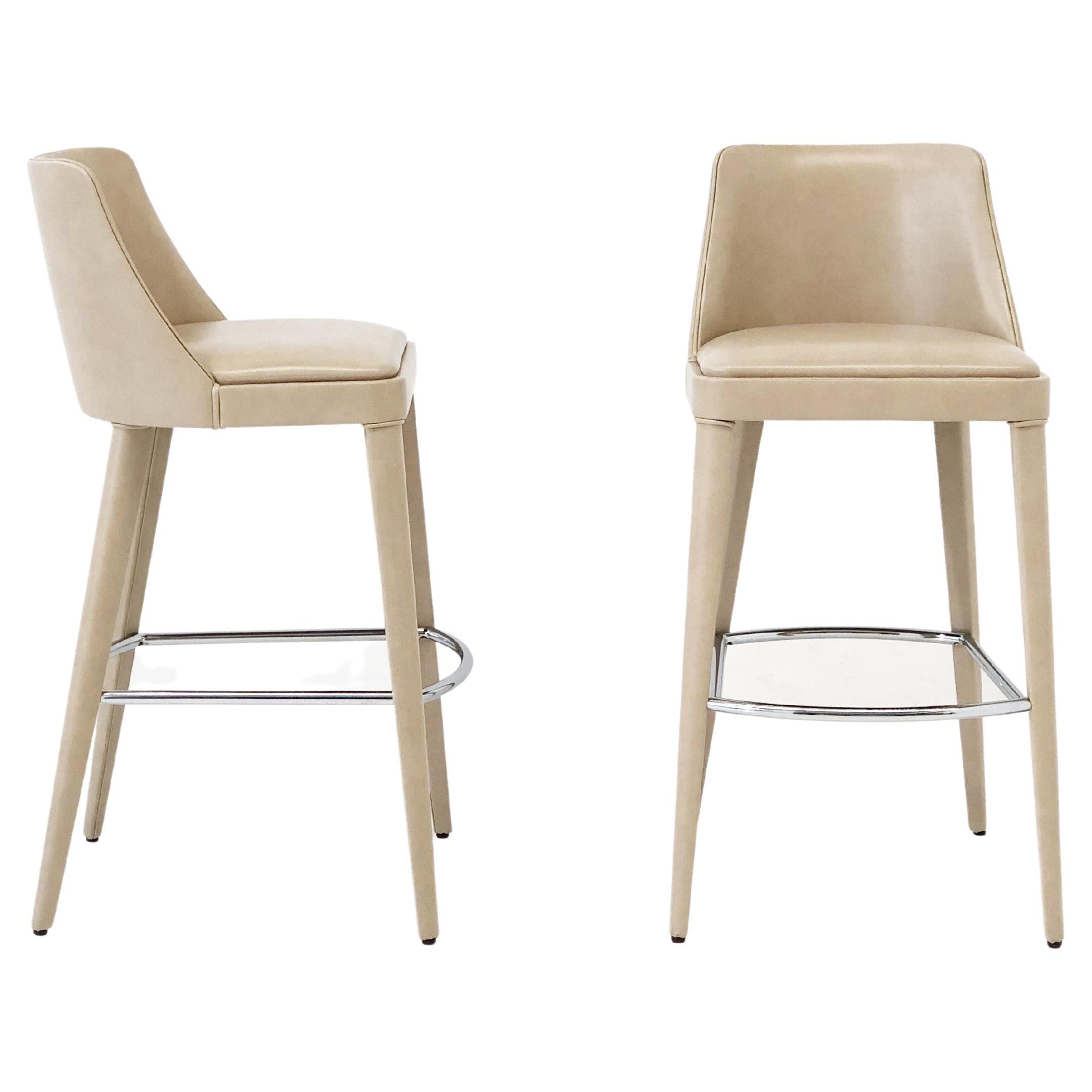 Lola, the Super Comfortable Stool in leather For Sale