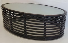 Lolah Kenneth Wood Large Wood and Glass Coffee Table, Large