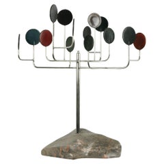 Loleka-14 Tree Sculpture of Brass, Marble and Leather